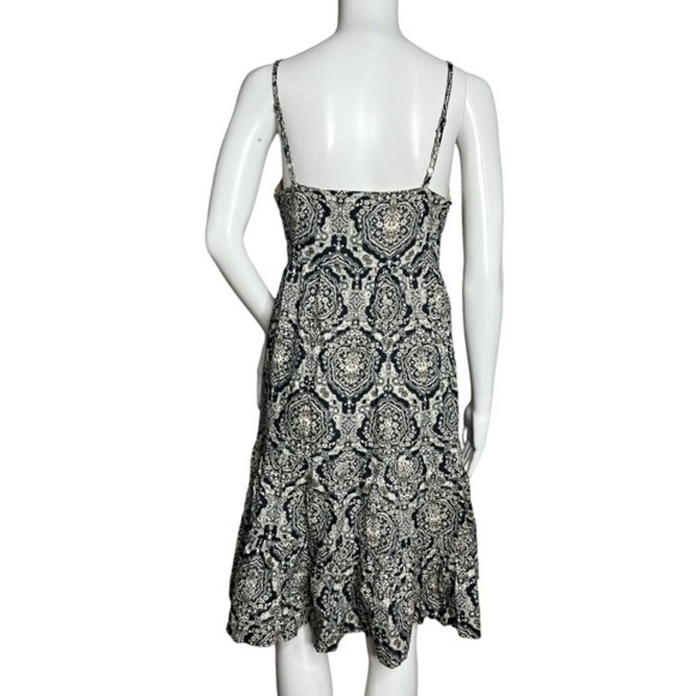 INC International Concepts Dress Womens Medium Navy Blue Paisley Boho Peasant - Picture 3 of 6